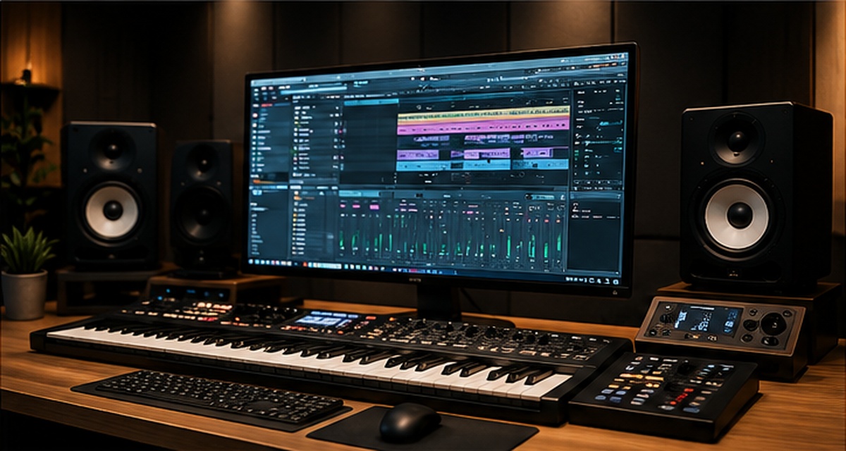 Professional DAW setup for music production at LV Prasad College of Media Studies
